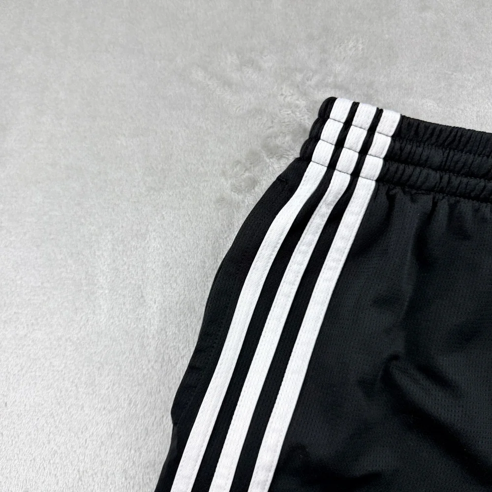 Adidas Boys Black White 3-Stripe Athletic Shorts Size 10/12 AH5503